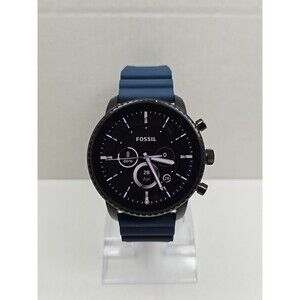 Fossil Q Explorist HR Gen 4 DW6F1 Black 45mm Smartwatch GPS NFC Blue Band - Read